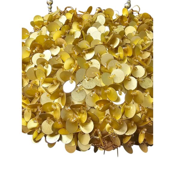 Gold Beaded Coin Handbag - Picture 3 of 6